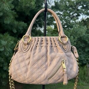Marc Jacobs Cecilia Quilted Leather Handbag Satchel Shoulder Strap Nude Pink